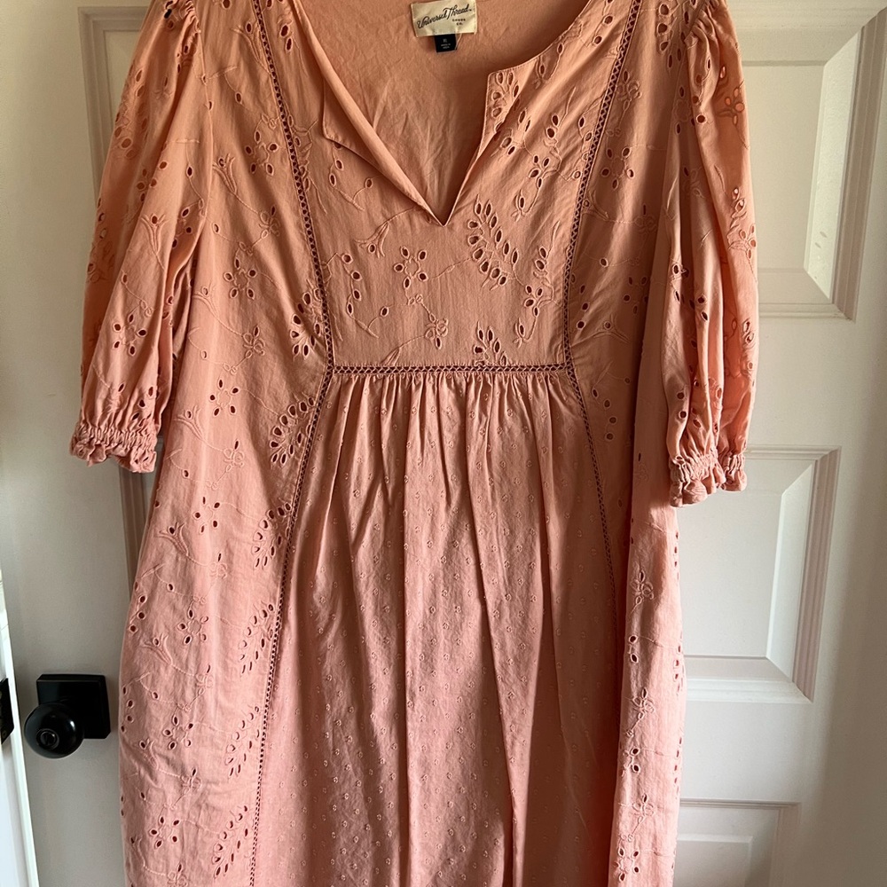 Universal Thread Coral Eyelet V-Neck Blouse